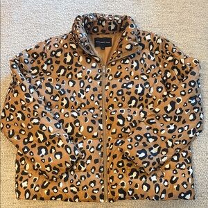 NWOT WhoWhatWear Leopard Print Puffer Jacket Size L